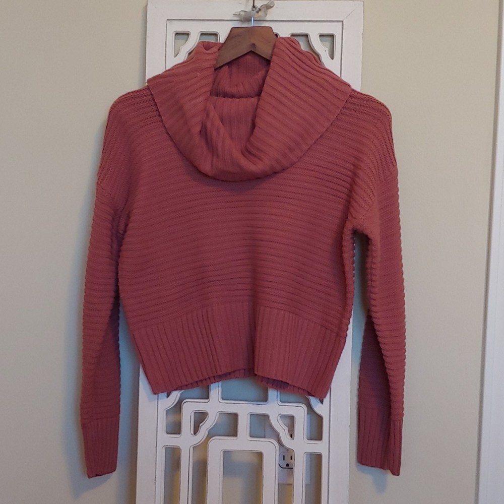 Cropped cowl neck sweater